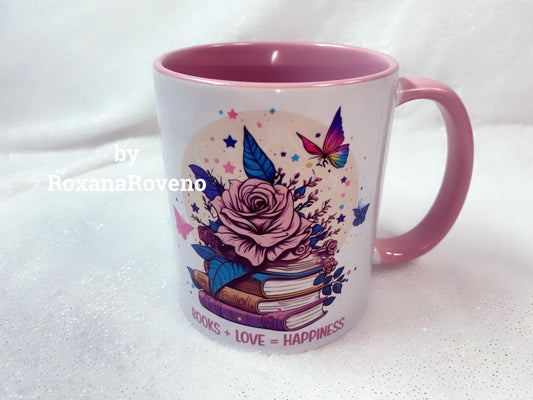 Love and Books is Happiness, Book lover 11oz Mug