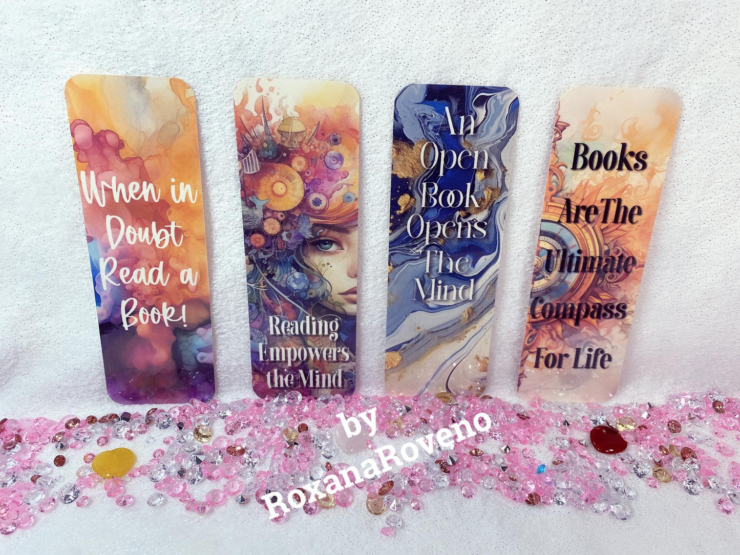 When in doubt read a Book, 4 pieces Laminated Paper Bookmarks Set