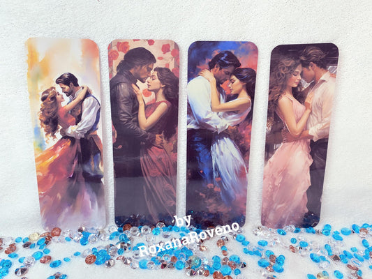 Retro couple, 4 pieces Laminated Paper Bookmarks Set