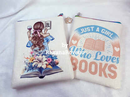 Flower book Girl reading, Book Sleeve