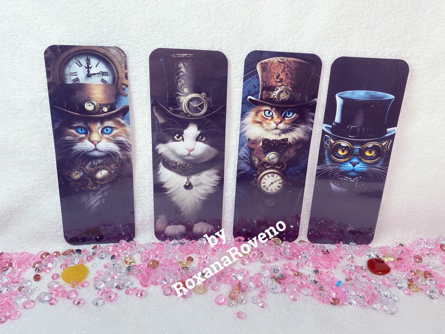 Black Cat, 4 pieces Thick Laminated Paper Bookmarks Set