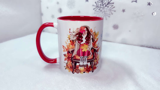 Books Soul, Red hair girl fall in autumn, 11oz Mug