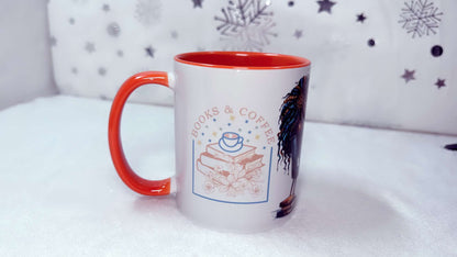 Books and Coffee, Curly Girl in London, 11oz Mug