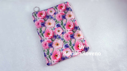 Pink Blue Flowers, Waterproof Book Sleeve