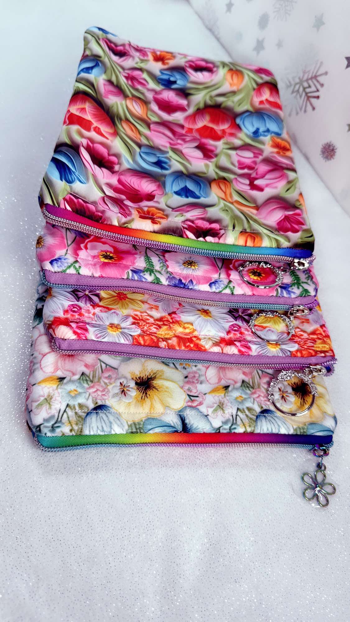 Pink Blue Flowers, Waterproof Book Sleeve