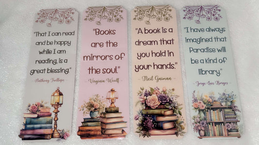 Books are the mirrors of the soul, 4 Laminated Paper Bookmarks Set