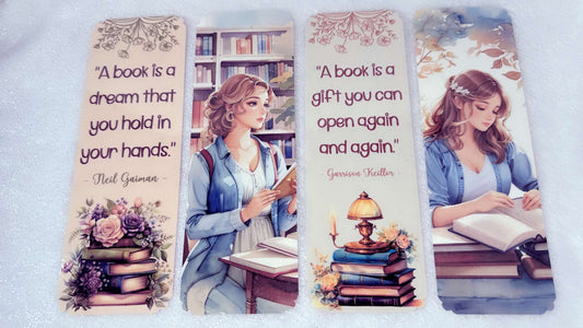 A book is a dream, 4 Laminated Paper Bookmarks Set