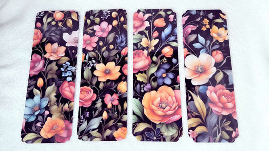 Autumn Flowers, 4 pieces Laminated Paper Bookmarks Set