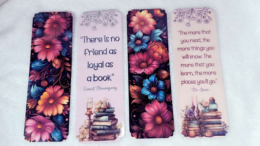 There's no friend as loyal as a book, 4 pieces Laminated Paper Bookmarks Set