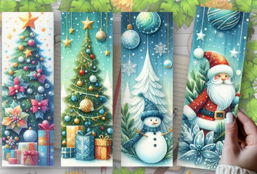 Magic Christmas Tree, 4 pieces Laminated Paper Bookmarks Set