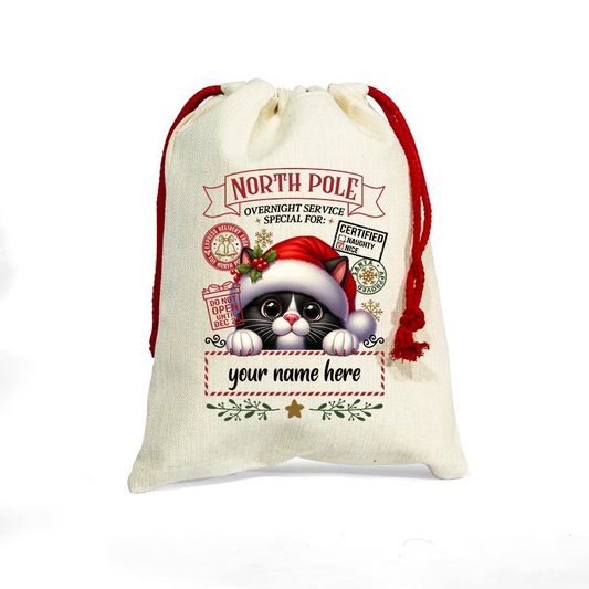 Cute cat Santa Sack, Protection Travel Bag