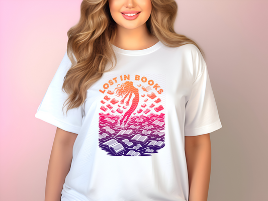 Lost in Books, Short sleeve T-shirt White