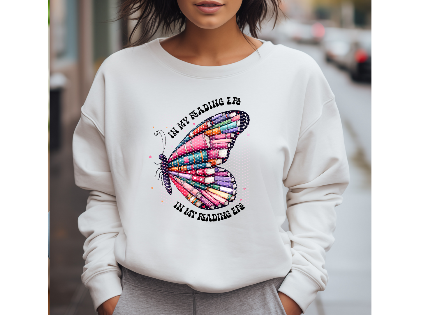 Butterfly In my Reading Era, Sweatshirt White